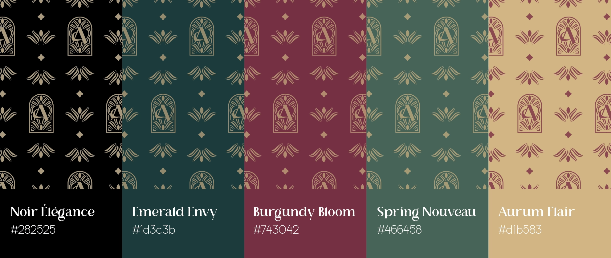 Paleta kolorów dla salonu kosmetycznego inspirowanego art nouveau stworzona przez Euflonica Klaudia-Grochowska-Pawłowicz